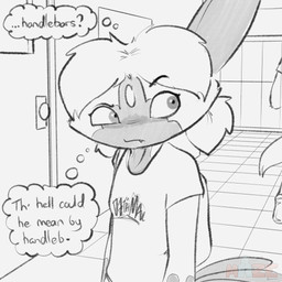 anthro backpack clothed clothing confusion door eyebrows fangs female fur hair inside locker pigtails question_mark raised_eyebrow school sharp_teeth shirt solo standing t-shirt tail teeth text three-quarter_view topwear young young_anthro young_female reyn_goldfur nintendo pokemon fan_character shelly_the_sneasel generation_8_pokemon hisuian_form hisuian_sneasel pokemon_(species) regional_form_(pokemon) 1:1 2025 artist_name digital_media_(artwork) english_text monochrome watermark