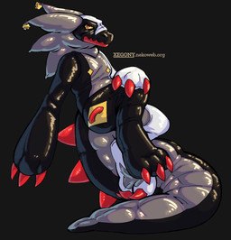anthro bell big_tail claws handles_on_hips heart_pupils heart_symbol huge_tail latex male pool_toy red_claws solo tail xegony crocodilian reptile scalie hi_res