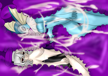anthro duo female genitals human_prey internal pokemorph unbirthing vaginal vore vulva dragon1900 godzilla_(series) nintendo pokemon toho godzilla eeveelution generation_1_pokemon human mammal pokemon_(species) vaporeon hi_res
