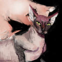 ambiguous_gender brown_face feral green_sclera hairless pink_body pink_skin realistic solo tan_body tan_skin naircat domestic_cat felid feline felis hairless_cat mammal sphynx_(cat) 1:1 2013 digital_media_(artwork) digital_painting_(artwork) painting_(artwork)