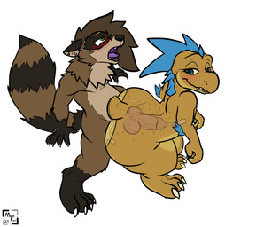 anal anal_penetration anthro big_butt blue_hair blush bodily_fluids brown_body brown_fur butt cum cum_in_ass cum_inside duo ejaculation fluffy fluffy_tail from_behind_position fur genital_fluids genitals hair huge_butt internal internal_anal knot knotted_penis looking_at_another looking_at_partner looking_back looking_back_at_another looking_back_at_partner male male/male male_penetrated male_penetrating male_penetrating_male markings nude penetration penile penile_penetration penis penis_in_ass ring_(marking) ringed_tail sex smile spots striped_markings striped_tail stripes tail tail_markings yellow_body mono-fur halo_(series) microsoft xbox_game_studios kiggy rosco_(mono-fur) alien kig-yar mammal procyonid raccoon ruuhtian scalie 2024 digital_media_(artwork) hi_res