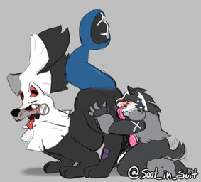 anal anthro anthro_on_feral balls bestiality big_balls big_butt black_penis blush butt duo feral genitals hand_on_butt licking male male/male male_penetrated male_penetrating male_penetrating_male open_mouth oral penetration penis pink_penis presenting presenting_hindquarters raised_tail rear_view rimming sex simple_background sitting tail tongue tongue_out soot_in_suit nintendo pokemon kay_(thiccvally) generation_7_pokemon generation_8_pokemon legendary_pokemon mammal mustelid obstagoon pokemon_(species) silvally 2019 hi_res source_request unavailable_at_source