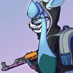 ambiguous_gender anthro anthrofied backpack boogaloo clothed clothing eyewear glasses gun hoodie looking_at_viewer mask pokemorph ranged_weapon rifle solo topwear weapon frostynoten counter-strike nintendo pokemon valve_corporation eeveelution generation_4_pokemon glaceon pokemon_(species) 1:1