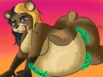 anthro anus belly big_belly big_breasts blush breasts brown_body brown_fur butt female female_pred fully_inside fur genitals gesture hair logo nude simple_background solo vore aafox196 sam_(aafox196) bear brown_bear grizzly_bear mammal ursine 4:3 artist_logo artist_name digital_media_(artwork) hi_res