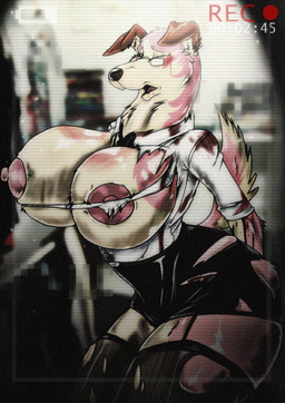 anthro areola big_breasts big_nipples blood bodily_fluids breasts camera_view clothing eyewear female glasses huge_breasts legwear nipple_slip nipples one_eye_closed open_mouth recording solo thick_thighs thigh_highs torn_clothing wardrobe_malfunction xtrent968 canid canine canis domestic_dog mammal hi_res