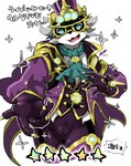 anthro blue_eyes bulge claws clothing eyewear fancy_clothing fur glasses grey_body grey_fur male phantom_thief purple_clothing solo supervillain text tight_clothing moesouna_gomi lifewonders live_a_hero vulpecula canid canine fox mammal japanese_text