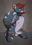 anthro balls bdsm bondage bound fur genitals male nipples solo stripes stripes-the-raccoon zaar_(zaardrinksboba) felid mammal absurd_res hi_res