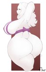 anthro apron apron_only big_breasts big_butt blush breasts butt clothing female fur huge_butt long_ears looking_back presenting presenting_hindquarters red_eyes scut_tail short_tail solo tail white_body white_fur wide_hipped_female wide_hips srnava015 undertale_(series) toriel tutori boss_monster_(undertale) bovid caprine goat mammal hi_res