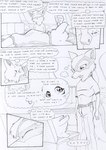 anthro belt black_and_white blush bottomwear canid canine chair clothing comic dasyuromorph different_sound_effects dot_eyes duo english_text eyes_closed female fist fur furniture hair inner_monologue jacket kitfox-crimson linked_thought_bubble macropod male mammal marsupial monochrome multicolored_body multicolored_fur novus_(kitfox-crimson) omg onomatopoeia open_mouth pants recently_extinct_species remembering rumour_(kitfox-krimson) shirt sketch sleeping sofa sound_effects stolen_generation t-shirt text thinking thought_bubble thylacine topwear two_tone_body two_tone_fur vowelless vowelless_sound_effect zzz