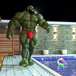 abs clothed clothing fangs green_body green_skin humanoid_pointy_ears male muscular muscular_humanoid muscular_male nipples partially_clothed pecs pointy_ears solo swimwear teeth vein veiny_muscles og_idk humanoid orc 3d_(artwork) digital_media_(artwork) hi_res