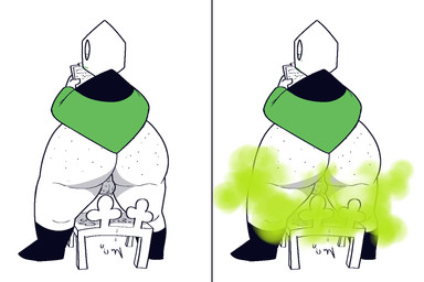 anthro antlers backsack balls big_butt blush bodily_fluids butt clipboard duo fart fart_cloud fart_fetish female freckled_butt freckles furniture genitals green_fart_cloud hair holding_clipboard holding_object horn huge_butt living_chair long_hair male male/female simple_background standing stool sweat sweaty_balls sweaty_genitalia two_panel_image white_background wide_hips ti-ling deltarune undertale_(series) noelle_holiday animate_inanimate deer living_furniture mammal new_world_deer pippins_(deltarune) reindeer digital_media_(artwork)