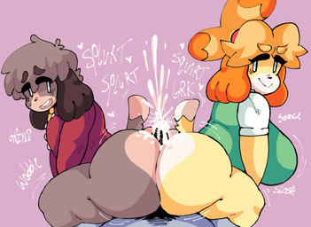 anthro ass_to_ass big_breasts big_butt bisexual bodily_fluids both_sexes_in_same_situation bottomless breasts butt butt_squish clothed clothing collaborative collaborative_hot_dogging collaborative_sex cum cumshot ejaculation female genital_fluids genitals group group_sex hot_dogging huge_butt intraspecies male male/female male/male mmf_threesome penis sex slosh sloshing_breasts squish threesome lewd_dorky animal_crossing nintendo digby_(animal_crossing) isabelle_(animal_crossing) canid canine canis domestic_dog mammal shih_tzu toy_dog hi_res brother_(lore) brother_and_sister_(lore) incest_(lore) indirect_incest_(lore) sibling_(lore) sister_(lore) twincest_(lore) twins_(lore)