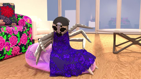 anthro bouncing bubble clothing dress female floor floral furniture inside living_room sofa solo squish table wood wood_floor skeletorskeletonized c4d ukillia arachnid arthropod spider 16:9 3d_(artwork) 3d_animation animated cinema_4d_(artwork) digital_media_(artwork) no_sound short_playtime video widescreen