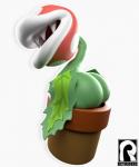 ambiguous_gender butt fangs leaf not_furry plant plant_pot simple_background solo teeth white_background reyriders mario_bros nintendo elemental_creature flora_fauna piranha_plant