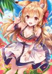 amber_eyes blonde_hair breasts cleavage clothed clothing cloud dress female fox_shadow_puppet gesture hair open_mouth outside sky solo sakura_ani animal_humanoid canid canid_humanoid canine canine_humanoid fox_humanoid humanoid mammal mammal_humanoid 2020 hi_res