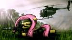 aircraft assault_rifle clothing duo feathered_wings feathers female fur grass gun hair helicopter plant ranged_weapon rifle solo_focus tree vehicle weapon wings yellow_body yellow_feathers yellow_fur dori-to friendship_is_magic hasbro my_little_pony mythology fluttershy_(mlp) equid equine mammal mythological_creature mythological_equine pegasus 16:9 digital_media_(artwork) hi_res widescreen