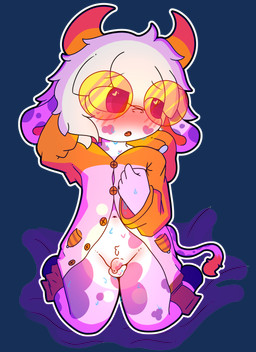 anthro balls bodily_fluids clothed clothing genitals male partially_clothed penis shota solo sweat young littlecowgomoo littlemoo_(character) bovid bovine cattle mammal absurd_res hi_res