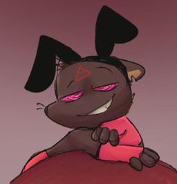 anthro bedroom_eyes brown_body clothing fake_ears fake_rabbit_ears gloves handwear hypnosis legwear male mind_control narrowed_eyes ringed_eyes seductive smile solo stockings rabiesram cult_of_the_lamb massive_monster_(studio) ratau_(cult_of_the_lamb) mammal murid murine rat rodent