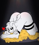 anthro ass_up big_butt butt femboy flower fur horn looking_at_viewer male nude plant seductive simple_background smile solo tail text white_body white_fur larabnuy undertale undertale_(series) asriel_dreemurr_(god_form) boss_monster_(undertale) artist_name digital_media_(artwork) hi_res