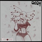 anthro axolotl_tail black_border border bottomwear bra breasts clothing eyes_closed female gills hotpants listening_to_music midriff music musical_note musical_symbol navel shirt shorts small_breasts solo symbol tail tank_top topwear translucent translucent_clothing underwear cosmonaut farelie_willani amphibian axolotl marine mole_salamander salamander 2024 greyscale monochrome signature sketch