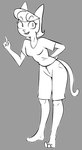 anthro bottomwear clothed clothing feet female hair happy looking_at_viewer no_socks pants shirt simple_background smile solo t-shirt tail teeth topwear gold-white-kott a_kitty_bobo_show cartoon_network maggie_(kitty_bobo) domestic_cat felid feline felis mammal digital_media_(artwork) hi_res monochrome