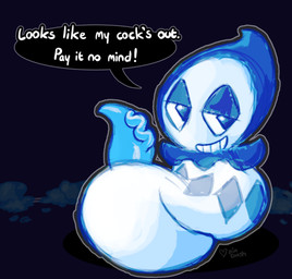 big_penis blue_body blue_penis dialogue genitals half-closed_eyes male narrowed_eyes penis presenting presenting_penis solo speech_bubble talking_to_viewer tapering_penis toothy_grin vein veiny_penis pincoosh deltarune undertale_(series) rudinn absurd_res digital_media_(artwork) hi_res signature