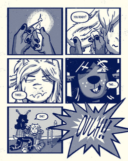 anthro buckteeth dialogue duo ear_piercing ear_ring female flannel_shirt lighter male piercing ring_piercing speech_bubble teeth text sexylinguini deltarune undertale undertale_(series) asriel_dreemurr dess_holiday bovid caprine deer goat mammal new_world_deer reindeer 4:5 absurd_res comic english_text halftone hi_res monochrome