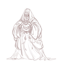 3_fingers anthro beak clothed clothing eyes_closed female fingers headgear headwear jewelry open_mouth oversized_clothing pendant simple_background solo standing salty_unggoy halo_(series) microsoft xbox_game_studios alien avian kig-yar scalie t'vaoan hi_res monochrome sketch