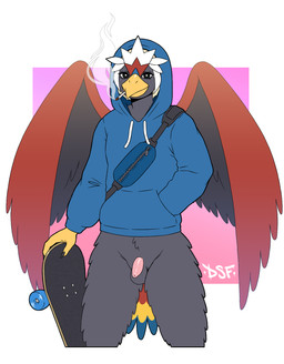 Rating: e
ID: 5694081
Date: 2025-07-08 09:17:14 -0400
Status: active
Score: 8
abstract_background accipitrid accipitriform anthro artist_logo avian back_wings bag balls beak bird black_claws black_eyeliner black_eyes black_finger_claws black_makeup black_straps black_talons blue_bag blue_cere blue_clothing blue_hoodie blue_tail blue_tail_feathers blue_tail_tip blue_topwear bottomless braviary cere_(anatomy) chest_bag cigarette cigarette_in_mouth cigarrete claws clothed clothing darksidefighter digital_drawing_(artwork) digital_media_(artwork) dipstick_tail drawstring drawstring_clothing drawstring_hoodie drawstring_topwear eagle eyelashes eyeliner fan_character fan_tail feather_hair feather_tuft feathered_crest feathered_wings feathers finger_claws flaccid foreskin front_view generation_5_pokemon genitals glistening glistening_beak glistening_eyes glistening_genitalia glistening_penis gradient_background grey_balls grey_body grey_crotch grey_face grey_feathers grey_genitals grey_legs grey_wings hand_in_pocket head_crest hi_res holding_object holding_skateboard hood hood_up hoodie humanoid_genitalia humanoid_hands humanoid_penis laid_back lit_cigarette logo makeup male markings multicolored_body multicolored_feathers multicolored_genitals multicolored_tail multicolored_tail_feathers multicolored_wings nado_soarian nintendo object_in_mouth penis pink_background pink_genitals pink_penis pockets pokemon pokemon_(species) pokemorph portrait pseudo_hair purple_background red_body red_feathered_crest red_feathers red_tail red_tail_feathers red_wings scuted_hands scutes simple_background skateboard small_penis smoke smoking smoking_cigarette solo tail tail_feathers tail_markings talon_hands tan_feather_hair three-quarter_portrait topwear tuft vehicle white_background white_drawstring white_feathered_crest wings yellow_beak yellow_hands yellow_tail yellow_tail_feathers post #5694081
