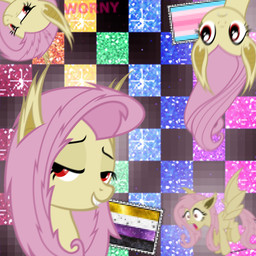 female feral flag hair lgbt_pride nonbinary_pride_colors pattern_background pink_hair pride_color_flag pride_colors red_eyes simple_background smile solo tail teeth text transfeminine_pride_colors wings y2k_(graphic_design) magister39 vector_brony_(artist) worny friendship_is_magic hasbro my_little_pony mythology flutterbat_(mlp) fluttershy_(mlp) bat_pony equid equine horse mammal mythological_creature mythological_equine pony 1:1 2026 absurd_res digital_media_(artwork) hi_res signature