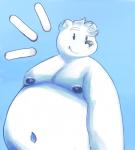 anthro blue_background cute_fangs fangs fur male moobs nipples overweight overweight_anthro overweight_male simple_background solo teeth white_body white_fur guacamolesenpai inushishigami mouse_sully bear mammal polar_bear ursine 2019