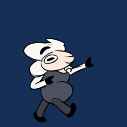 animated_gif anthro fur hooves horizontal_pupils male punching_air pupils skipping smile solo walk_cycle wool_(fur) str8aura-no-not-that-one pack_street remmy_cormo bovid caprine mammal sheep 1:1 animated short_playtime