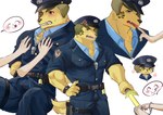 anthro blush clothing cross-popping_vein duo finger_in_mouth fur groping_chest male muscular muscular_anthro muscular_male officer pecs police police_hat police_officer police_uniform uniform yellow_body yellow_fur cui51oru8j9jstu lifewonders tokyo_afterschool_summoners nobumichi_(tas) bird_dog canid canine canis domestic_dog golden_retriever human hunting_dog mammal retriever hi_res