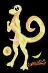 absurd_res alpha_channel anthro banana big_eyes coralliafluff_(artist) curled_tail excited food fruit gidi happy hi_res male oblivious plant reptile scalie slim small_hands smile snake solo tail