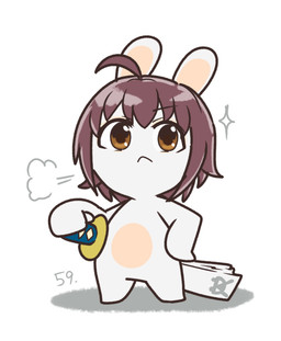 alternate_species anthro bangs breath brown_eyes closed_frown eyebrow_through_hair eyebrows eyelashes eyelashes_through_hair featureless_crotch featureless_feet feet female female_anthro frown frowning_at_viewer fur furrification furrowed_eyebrows hair hand_on_hip hand_on_own_hip holding_katana holding_melee_weapon holding_object holding_sword holding_weapon katana lidded_eyes light long_ears looking_at_viewer medium_hair melee_weapon mitten_hands mouth_closed multicolored_body noseless nude nude_anthro nude_female number paper_fan purple_hair rabbidification simple_background solo standing sword tan_body tan_eyelids tan_inner_ear tan_skin teeth thin_eyebrows translucent translucent_hair two_tone_body weapon white_background white_body white_fur charisuke cygames idolmaster idolmaster_cinderella_girls raving_rabbids rayman_(series) ubisoft tamami_wakiyama lagomorph mammal rabbid 2024 absurd_res colored crossover digital_drawing_(artwork) digital_media_(artwork) full-length_portrait hi_res japanese_description lighting portrait shaded simple_shading