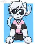 anthro bell black_sclera blue_eyes clothed clothing collar female hair solo young young_anthro pokefound floofy_(character) felid feline mammal 4:5