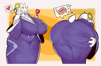 anus asian_clothing big_breasts big_butt breasts butt clothing east_asian_clothing female japanese_clothing kimono nipples puffy_anus puffy_nipples solo tail thick_thighs wide_hips trifecta_(artist) undertale_(series) toriel bovid caprine goat mammal absurd_res hi_res shaded tagme
