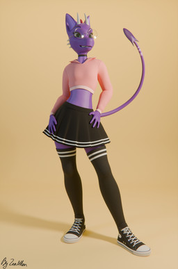 anthro bottomwear choker clothed clothing crossdressing eyewear female femboy glasses hoodie jewelry legwear male necklace skirt solo thigh_highs topwear zen_allen mythology zen_allen_(zenallen) dragon mythological_creature mythological_scalie scalie 3d_(artwork) blender_(artwork) digital_media_(artwork) hi_res