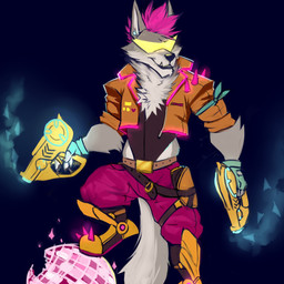anthro black_nose clothed clothing ear_piercing eyewear fur glasses grey_body grey_fur gun holding_gun holding_object holding_ranged_weapon holding_weapon male male_anthro mouth_closed obscured_eyes piercing ranged_weapon solo standing weapon white_body white_fur chumbasket canid canine mammal 1:1 hi_res