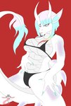 anthro bikini breasts clothing female holographic pose scales sexy_eyes solo swimwear tail thick_thighs two-piece_swimsuit erzabloodred mythology glitch_(erzabloodred) dragon mythological_creature mythological_scalie scalie absurd_res hi_res pinup