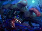 ambiguous_gender anthro blood blood_on_face bodily_fluids breasts contortionism flexible forest forest_background genitals herm hyper hyper_genitalia intersex light moon moonlight nature nature_background open_mouth penis plant solo tail teeth teeth_showing tongue tree la_lune_rouge yetifish mythology canid canine equid equine mammal mythological_canine mythological_creature werecanid werecanine werecreature werewolf 2025