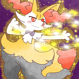ambiguous_anthro ambiguous_gender anthro biped blush blush_stickers bow_tie bow_tie_only digitigrade dipstick_tail featureless_crotch food front_view markings mostly_nude mouth_closed object_in_tail on_one_leg shrimp_(food) simple_background snout solo sparkles standing tail tail_markings annyui0611 nintendo pokemon braixen canid generation_6_pokemon mammal pokemon_(species) 1:1 2022 digital_drawing_(artwork) digital_media_(artwork) hi_res japanese_description translated_description