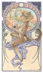 anthro art_nouveau black_rose breasts female flower nude plant rose_(flower) side_boob solo tail shinigamigirl shinnie_(shinigamigirl) african_golden_cat caracal_(genus) domestic_cat felid feline felis mammal 2011