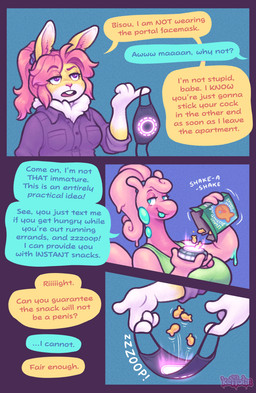 antennae_(anatomy) anthro breasts buckteeth clothing dialogue duo female green_background green_clothing green_eyes green_tongue green_topwear hair holding_mask holding_object looking_aside mask open_mouth pink_body pink_hair ponytail purple_eyes shirt simple_background smile teeth text tongue topwear keffotin nintendo pokemon bisou_(keffotin) soleil_(keffotin) generation_6_pokemon goodra lagomorph leporid mammal pokemon_(species) rabbit 2023 comic digital_media_(artwork) english_text hi_res trans_(lore) trans_woman_(lore)
