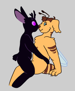 ambiguous_gender antennae_(anatomy) anthro antlers black_body blue_eyes duo from_front_position grinding grinding_on_leg holding_waist horn looking_at_another male male/ambiguous mastery_position nipples nose_to_nose nude purple_eyes sex simple_background sitting slightly_chubby smile tail wings yellow_body owlhari ghost_(owlhari) owl_(owlhari) canid canine canis domestic_dog jackalope lagomorph leporid mammal rabbit animated digital_media_(artwork) nonbinary_(lore) trans_(lore) trans_man_(lore)