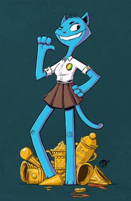 3_toes 4_fingers anthro blue_body blue_fur fangs feet female fingers fur gesture gold_(metal) gold_jewelry hand_gesture jewelry mature_anthro mature_female pointing red_nose solo standing teeth toes toony nekr0ns cartoon_network the_amazing_world_of_gumball nicole_watterson domestic_cat felid feline felis mammal 2019 absurd_res hi_res