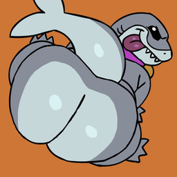 ambiguous_form ambiguous_gender big_butt brown_background butt glistening glistening_butt grey_body looking_at_viewer shaking_butt sharp_teeth simple_background smile smirk solo teeth axelfloof marvel marvel_rivals jeff_the_land_shark aquatic fish shark 1:1 2d_animation animated frame_by_frame hi_res no_sound short_playtime video male_(lore)