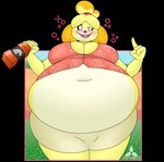 alcohol aloha_shirt anthro belly belly_expansion beverage big_belly big_breasts black_sclera blonde_hair blush bottle bottomwear breasts bubble clothing container drunk drunk_bubble expansion female hair holding_beverage holding_bottle holding_container holding_object huge_belly logo navel open_mouth open_smile overweight overweight_anthro overweight_female pattern_clothing pattern_shirt pattern_topwear red_clothing red_hairband red_shirt red_topwear shirt simple_background skirt smile solo substance_intoxication tan_bottomwear tan_clothing tan_skirt teeth_showing thick_thighs tight_clothing topwear transparent_background whiskey white_belly white_eyes yellow_body windturbine09 animal_crossing nintendo isabelle_(animal_crossing) canid canine canis domestic_dog mammal shih_tzu toy_dog 2022 absurd_res alpha_channel artist_logo artist_name colored digital_media_(artwork) hi_res shaded