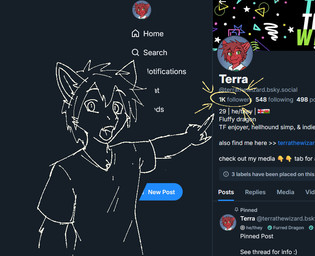 announcement anthro cheek_tuft clothed clothing eyebrow_through_hair eyebrows facial_tuft flesh_fang front_view fur gesture hair hand_gesture humor looking_at_viewer male open_mouth pointing pointy_ears prick_ears pupils shirt short_hair slit_pupils snout solo t-shirt text tongue topwear translucent translucent_hair tuft user_avatar website_background terrathewizard bluesky_(social_media) mythology two_soyjaks_pointing terra_(terrathewizard) canid canine canis dragon furred_dragon furred_scalie hybrid mammal mythological_creature mythological_scalie scalie wingless_dragon wolf 2025 digital_drawing_(artwork) digital_media_(artwork) english_text meme sketch andromorph_(lore)