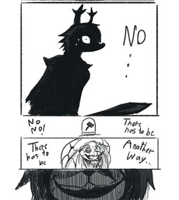 anthro antlers clothed clothing desperation dialogue female hammer horn inner_monologue insane insane_smile male melee_weapon open_mouth shell silhouette solo sword text thinking tools turtle_shell weapon chameshida deltarune undertale_(series) dess_holiday gerson_boom_(deltarune) darkner deer lightner mammal monster reptile scalie turtle comic english_text hi_res